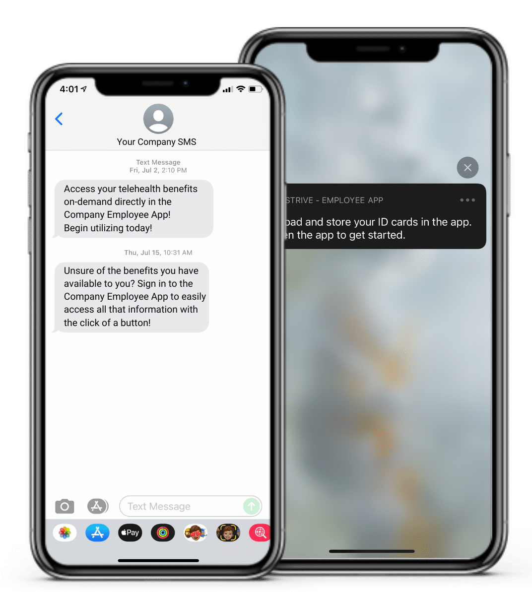Phone showcasing the STRIVE app and features
