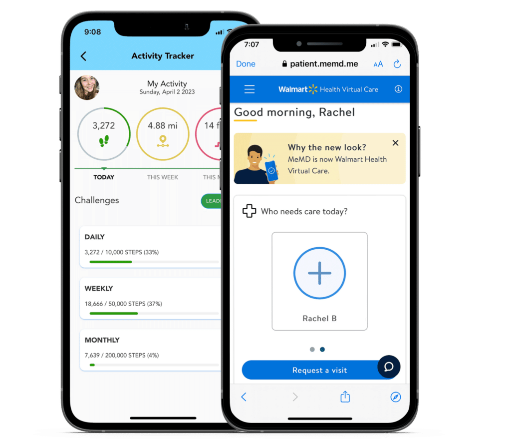 Two phones showcasing STRIVE's wellness-focused resources