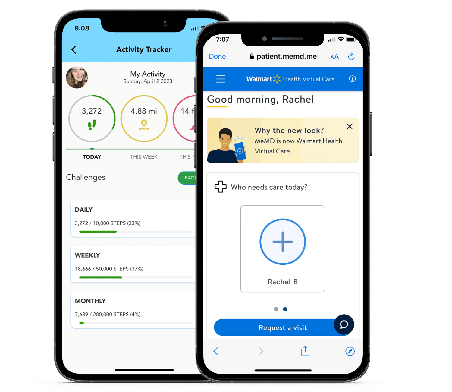 Two phones showcasing STRIVE's wellness-focused resources